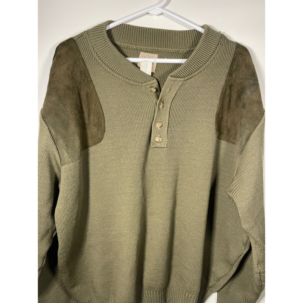 Vintage Filson Henley Guide Sweater Mens L Olive Green 100% Virgin Wool USA Made - Picture 2 of 10
